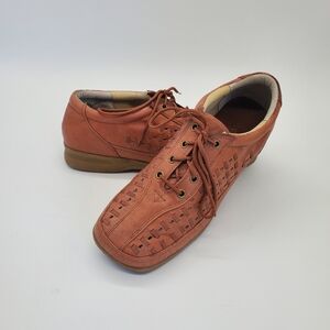 ◇◇ Angel Steps Leather Lace Up Comfort Walking Shoe Size 7N Brown